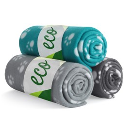 wometo eco Set of 3 Animal Blankets Dog Blanket Made from 100% Recycled Material + Oeko-Tex Tested, 3 Pieces 70 x 100 cm, Grey, Dark Grey and Turquoise