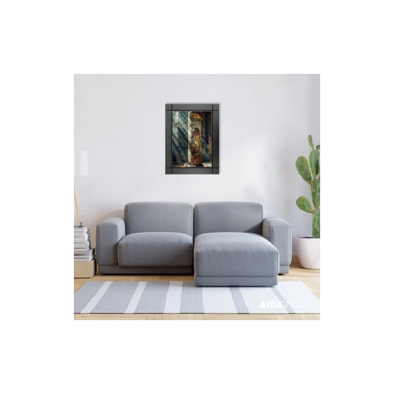 CUADRO DECORATIVO DE MADERA PILAR PARED EGIPCIA CON JEROGRÍFICOS