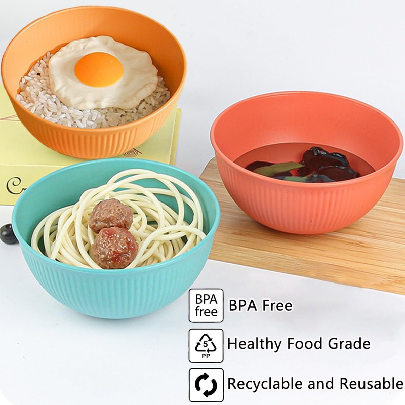 Unbreakable Wheat Straw Cereal Bowls Set of 6, 24 OZ