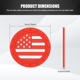 Lyxheth 4PCS Car Cup Holder Coasters, Car Cup Pads, Colored American Flag US Flag Insert Car Cup Coaster, Car Accessories 2.75 Inch Anti Slip Shockproof Embedded Drink Mat for Vehicles (Orange Red)
