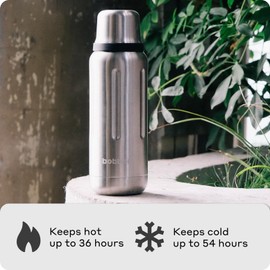 BOBBER 26 oz Stainless Steel Travel Thermos for Hot Drinks – Dishwasher Safe Metal Water Bottle with Cup Lid for Men, Hiking, Travel – Keeps Hot for 36 Hours – BPA-Free, Vacuum Insulated (Matte)