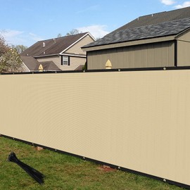 ECOOPTS 15'x2' Sand Privacy Fence Screen Windscreen with Copper Grommets, fit for Commercial Fence and Residential Garden Outdoor Living 260GSM 90% UV Blockage, Cable Zip Ties Included