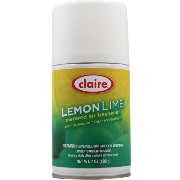 Claire C-120 7 Oz. Lemon Lime Metered Air Freshener Aerosol Can (Case of 12)