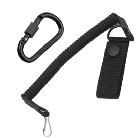Tactical Lanyard Lanyard with Carabiner, Lanyard Extendable Safety, Paracord Keyring Carabiner, Lanyard Black Spiral Cable, for Rescue Scissors, Torch, Keys etc
