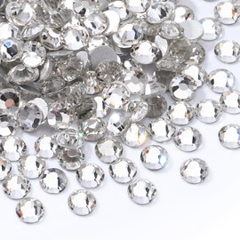 Meibite Crystal Clear Flatback Rhinestones, Glass Rhinestones for Nail Art and Craft, Glue Fix, Loose Crystal Gemstones(Crystal, SS30, 288pcs, 6.4-6.6mm)