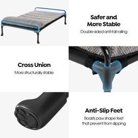 Veehoo Elevated Raised Dog Bed+Removable Padded Bolster-Cooling Outdoor Indoor Dog Cot Bed with Railing for Large Sized Dogs, Pet Cot Dog Hammock Bed Elevated Dog Couch Ded with Bolster-41 x 27"