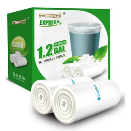 FORID Small Clear Trash Bags, 1.2 Gallon Tiny Garbage Bags, 110 Count Wastebasket Bin Liners for Bathroom Bedroom Office Garbage Can 5 Liters - Thick & Durable Trash Bag