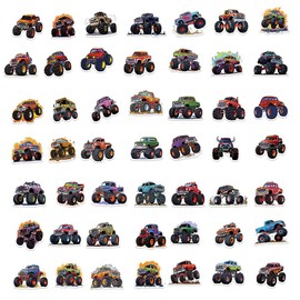 100 Stück Monsterwagen Aufkleber, Monster Truck Sticker Set, Coole Monster Truck Aufkleber, Wasserdichte Vinyl Sticker für Kinder Teens Laptop Skateboard Fahrrad Motorrad Computer Koffer