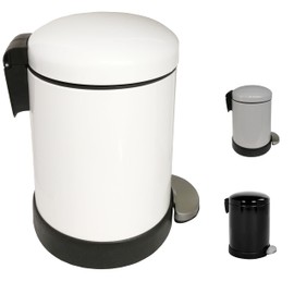 FurnitureXtra™ Classic Style Powder Coated Soft Close Pedal Bin, Plastic Inner bucket, Metal Lid 3L (White)