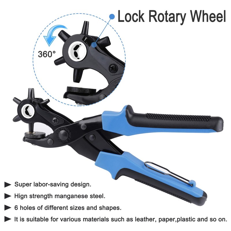 Leather Hole Punch Multi Sized Heavy Duty Revolving Punch Pliers