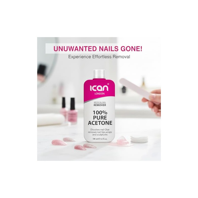 Ican London 100% Pure Acetone Nail Polish Remover UV GEL