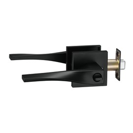 Berlin Modisch Sleek Series Privacy Lever Door Handle Easy to Open Locking Lever Set [for Bedroom or Bathroom] Reversible Heavy Duty – Iron Black Finish