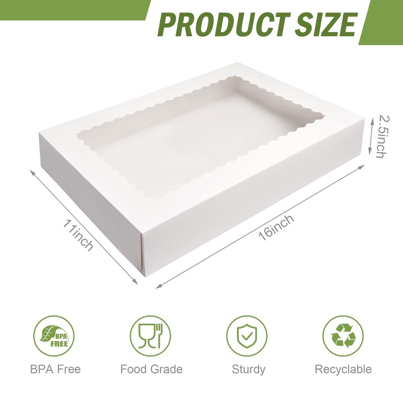 Rarapop 25 Pack Large Cookie Boxes with Window, 16x11x2.5 Inches