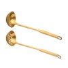 2 Pieces Gold Metal Soup Ladle Colander Set, Long Handle