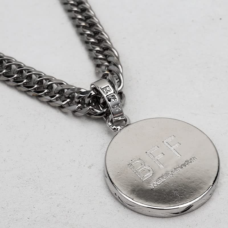 BFF Brand Coin Necklace, Double Curved, 6-sided Cut, Plumeria Maile