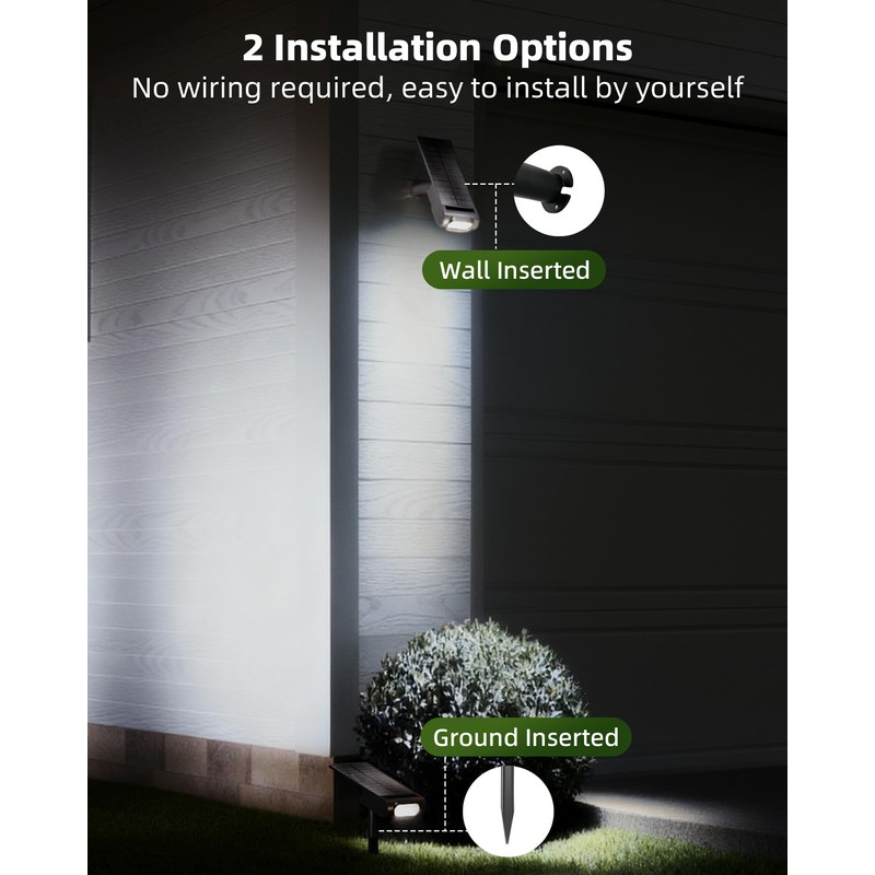 EZVALO Solar Spot Lights Outdoor Waterproof IP67, 3 Lighting Modes