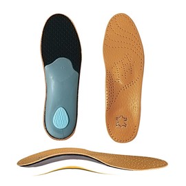 Leather Orthotic Inserts with Metatarsal Pad, 3/4 Arch Support Insoles Shoe and Padding at The Heel for Men and Women (EU37-38/US W7-8, Leather Orthotic Inserts)