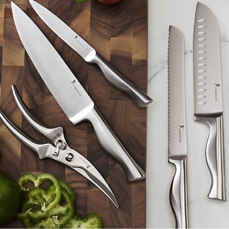 Kangdelun 15 PCS Kitchen Knife Set with Non-Slip Handle, Ultra