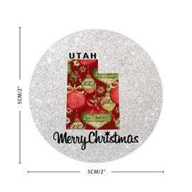 luckluccy 50 Pcs Christmas Utah State Vinyl Stickers Hometown Decals Stickers City State Peel and Stick Round Decal Minimalist Sticker for Tumbler Water Bottle Cup Car Window Laptop 2inch