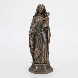 Veronese Design 11 3/8 Inch Lady of Grace Virgin Mary Polyptych Sculpture of Nativity Cold Cast Resin Bronze Finish Statue Home Decor