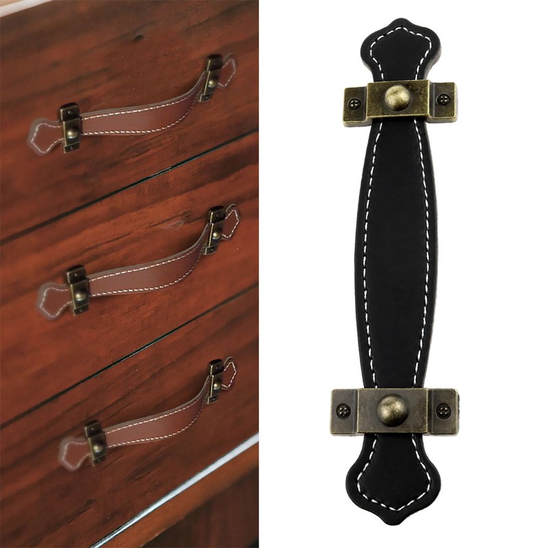 VAKTOK Leather Handle Leather Trunk Handles Black Leather Handle for