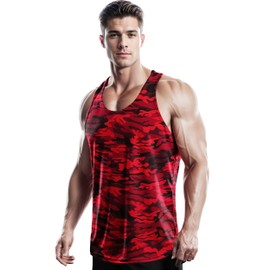 DRSKIN Men's 1 Pack Dry Fit Y-Back Muscle Tank Tops Mesh Sleeveless Gym Bodybuilding Training Athletic Workout Cool Shirts (BTF-ME-TA-(MR), L)
