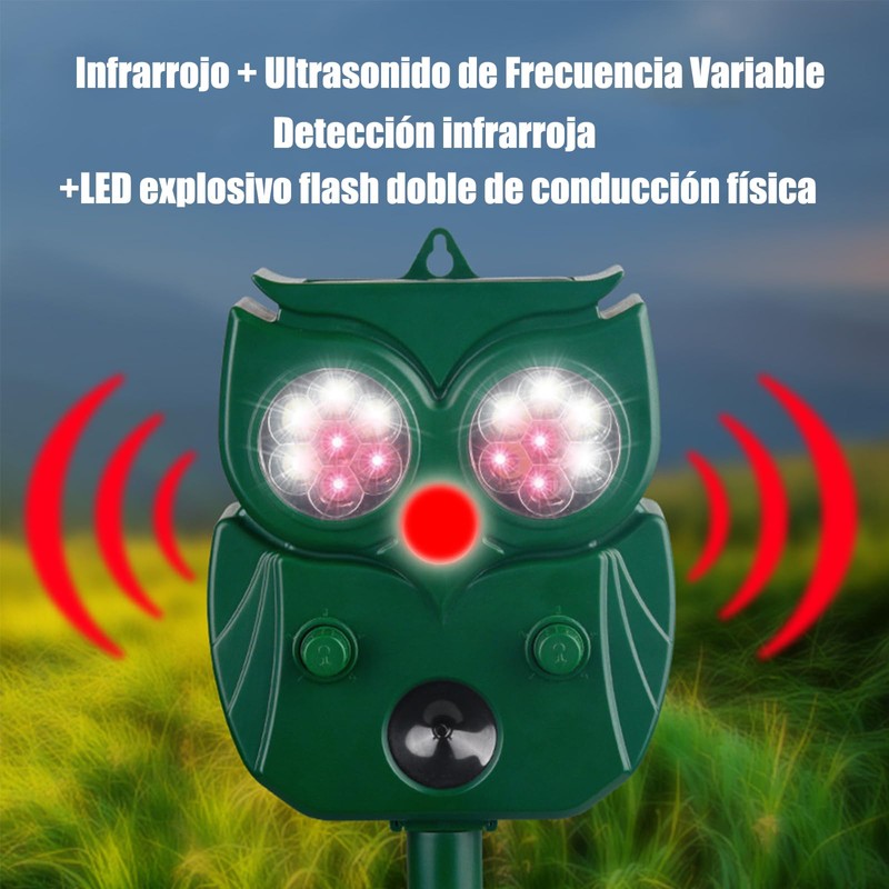 Talkcute Repelente de Animales Ultrasónico Solar, Modos de Ondas, Sensor