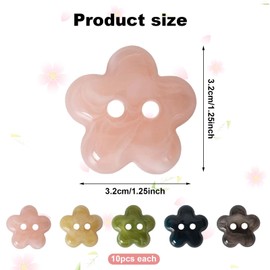 DIY Plastics Buttons,50 Pcs Flower Buttons 2 Hole Resin Button Baby Pearlescent Buttons for Knitting Cardigans, Shapes, Handmade Buttons,Sewing,Scrapbook,Clothing,5 Colors