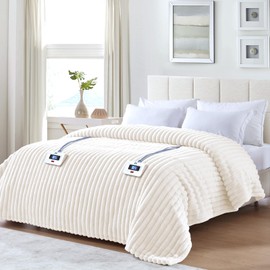 Sealy Electric Blanket Queen 84"*90",Super Cozy Faux Fur to Sherpa Reversible Heated Blanket Queen Size with 10 Heating Levels & 1-12 Hours Auto Off Overheating Protection Machine Washable,Beige