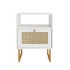 Apetaccat Rattan Nightstand, Boho Night Stand Farmhouse Wood Bedside Table