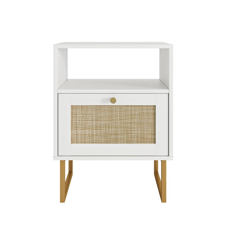 Apetaccat Rattan Nightstand, Boho Night Stand Farmhouse Wood Bedside Table