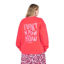 Studio Untold Women's Plus Sizes Plus Size Sweatshirt Oversized Prints 840713, Hibiscus red