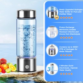 Yolispa Hydrogen Water Bottle, 420ML Portable Hydrogen Water Bottle Generator, Up To 4000+ PPB, Ion Water Bottle Improve Water Quality in 3 Minutes, for Travel, Sports, Daily Drinking