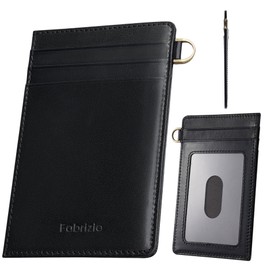 Fabrizio Men's Pass Case, Commuter Holder, Card Holder, Italian Leather, Thin, Genuine Leather, Card Slot, IC Card Case, Card Holder, License Case, Black
