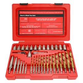 UYECOVE 40Pcs Screw Extractor Set, Left Hand Drill Bit Set 6542/4341 HSS, Easy Out Bolt Extractor Set with Hex Adapter, Multi-Spline Stripped Bolt Remover for Broken Rusted Nuts Screws, Bolts, Studs