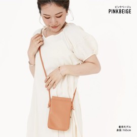 Mignon act0003 Shoulder Bag, Mini Bag, Cross-body Smartphone Pouch, Mobile Shoulder, Smaller, Shoulder Pouch, Sacoche, Synthetic Leather, Faux Leather, multicolor (pink / beige), Free size
