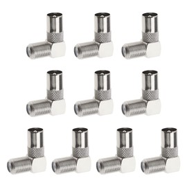 eMagTech 10Pcs TV Aerial Coaxial Female to Male Right Angle Adaptor 90 Degree Right Angle Adaptor Connector Accessories for Receivers TV Set-top Boxes Radios