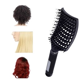 FlyNautics 2Pack Black Hair Brush,Detangling Boar Bristles Comb for Men and Women, Professional Curved Vented Brush for Drying for Wet Dry Curly Thick Straight Hair (large, count, 2)