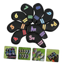 SUPVOX 9Pcs Colorful Club Covers PU Putter Head Covers for Iron Clubs Elastic and Lightweight Protection Golf Accessories for Men and Women