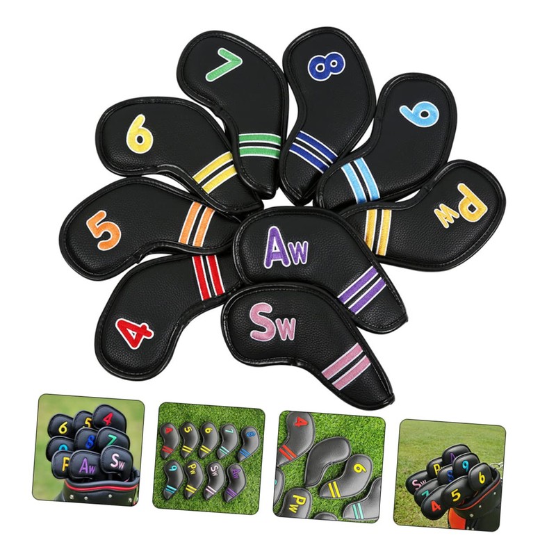 SUPVOX 9Pcs Colorful Club Covers PU Putter Head Covers for