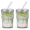 13oz/400ml Glass Water Tumbler with Straw and Lid Sealed Carry