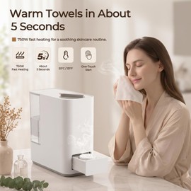 Hot Towel Dispenser Machine for Face, 750W, 5-Second Heating, White