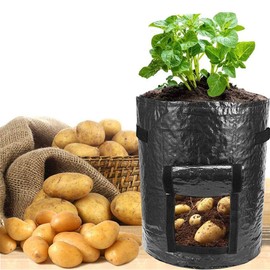 4 Pack 10 Gallon Potato Grow Bags, Aeration Fabric Pots Heavy Duty Thickened Plant Grow Bags Garden Vegetables Planting Bags with Access Flap and Handles for Potato Tomato Fruits Flower