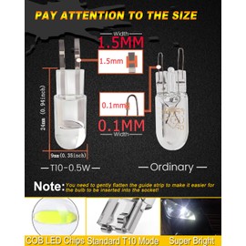 Qasim 194 LED Bulb White 2825 168 W5W T10 Wedge COB Bulbs 6000K for Car Interior Dome Map Glove Box Reading License Plate Courtesy Step Lights, Pack of 25