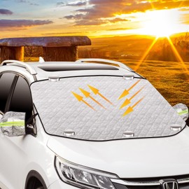 GOHHME Sonnenschutz Auto Frontscheibe Windschutzscheibenabdeckung Faltbar mit 5 Magneten 4 Schichten verdickter Schutz Windschutzscheibe Schnee Frost UV Staub Universal größe 147 x 120 cm