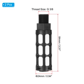 PATIKIL Pneumatic Muffler G 3/8 2pcs Plastic Air Compressor Exhaust Muffler Filter Air Solenoid Valve Muffler Fitting for Automatic Pneumatic Equipment Black