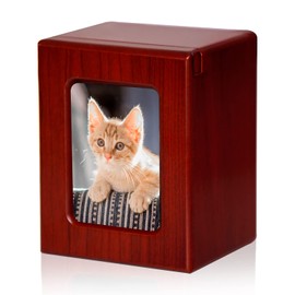 PCS Pet Urns for Cats, Cat Photo Urn, Pet Cremation Box, Cat Urn for Ashes, Urns for Cat Ashes Red-Large