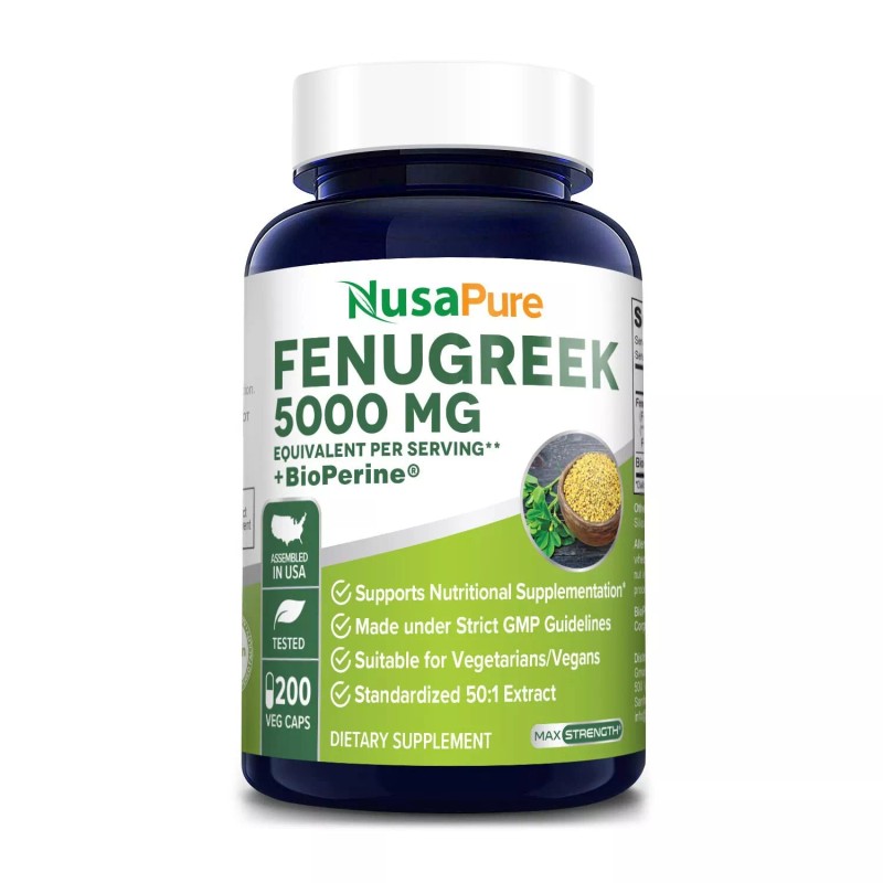 NusaPure Fenugreek Capsules | 5000mg | 200 Veggie Caps |