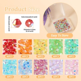 Beadthoven 400Pcs 4mm Faceted Bicone Glass Beads, AB Color Small Crystal Bicone Beads Luster Sparkly Crystal Gem Beads Loose Pastel Bead Spacers for Bracelet Necklace Jewelry Making DIY Craft Supplies