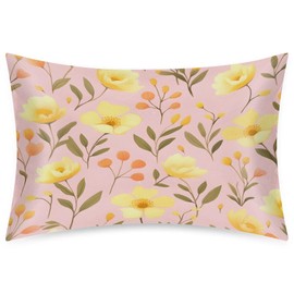 Satin Pillowcase Yellow Flowers Satin Pillow case for Hair and Skin 20 x 30 Inches Smooth Pillow Covers Pillow Cover with Envelope Closure